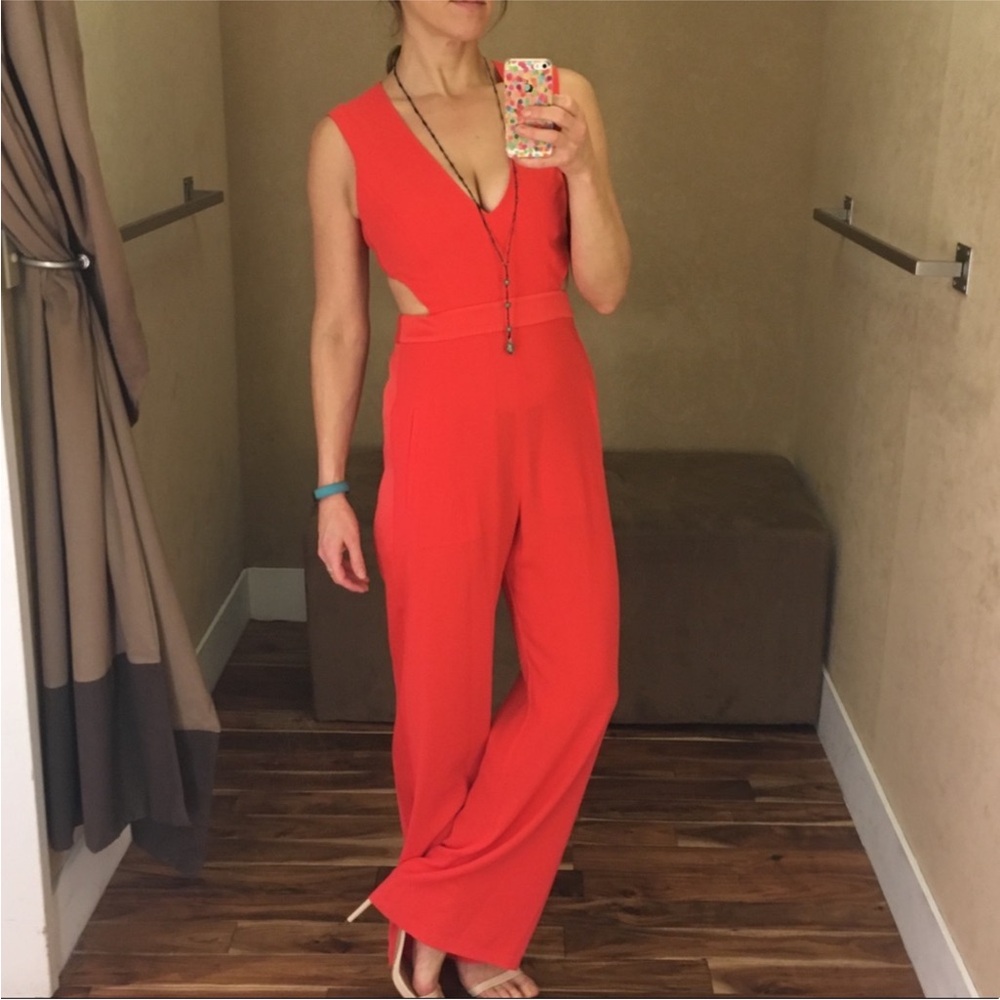 BCBG Max Azaria red orange jumpsuit